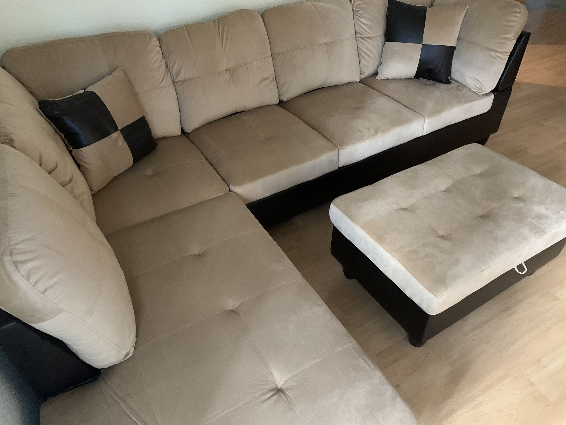 New Beige Microbfiber Sectional Sofa Set