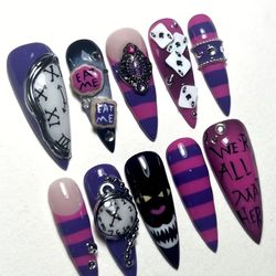 Handmade Alice in wonderland nails