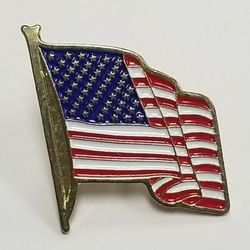 American Flag Enamel  Lapel Pin, 1 X 1 Inch 