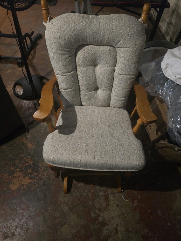 Beige & Brown Rocking Glider Chair Beige Cushion # 676