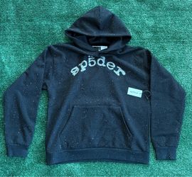 Sp5der Black Rhinestone Pullover Hoodie