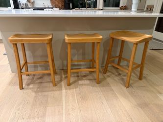 Set of 3 Bamboo counter stools