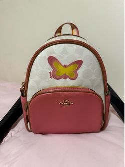 Coach Mini Backpack in Pink, Cream & Yellow Butterfly