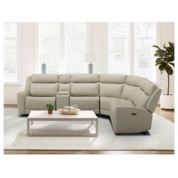 6 Pc Leather Modular Power Sectional (New )