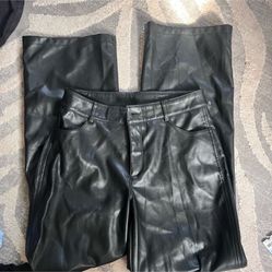 Garage Faux Leather Flare Black Pants