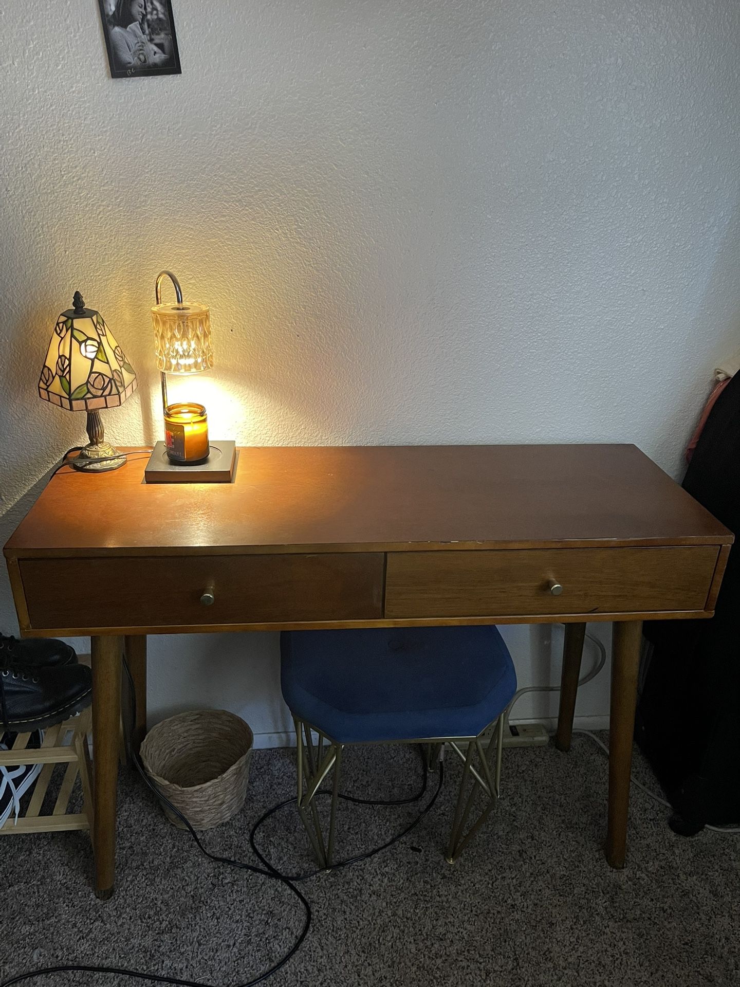 Mid Century Desk(Gold Accents)