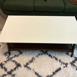 Solid wood coffee table, white/walnut