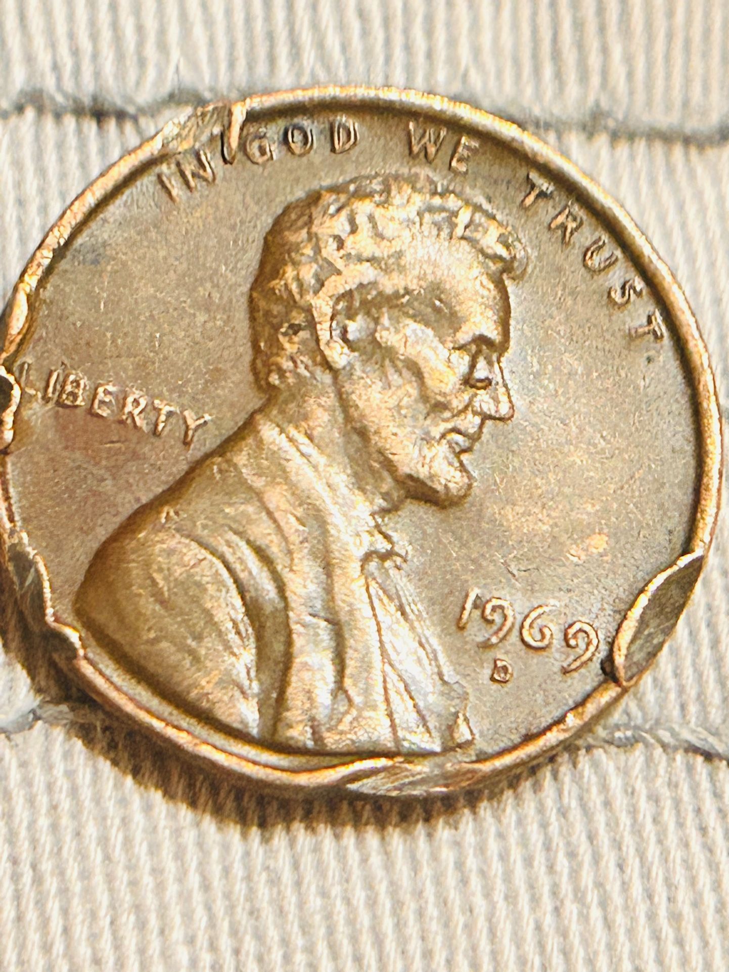 1969 D mint Mark Lincoln Cent Error Coin