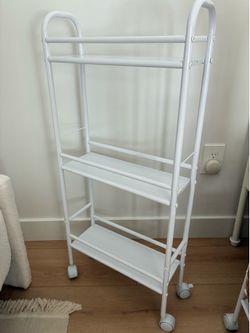 3 Tier Shelf Narrow Metal Storage Cart White - Brightroom