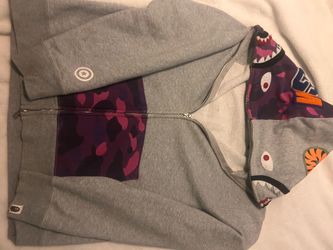 Grey and Purple Bape hoodie