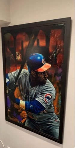 Sammy Sosa Signed Framed Stephen Holland Giclee Embellished 37X52 Canvas