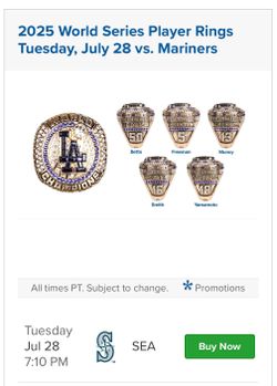 7/28 Dodgers vs Mariners - World Series Mystery Rings