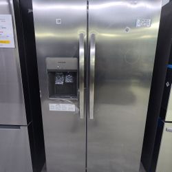 SIDE BY SIDE FRIGIDAIRE REFRIGERATOR   WITH 1 YEAR WARRANTY/1AÑO DE GARANTIA  POR ESCRITO 