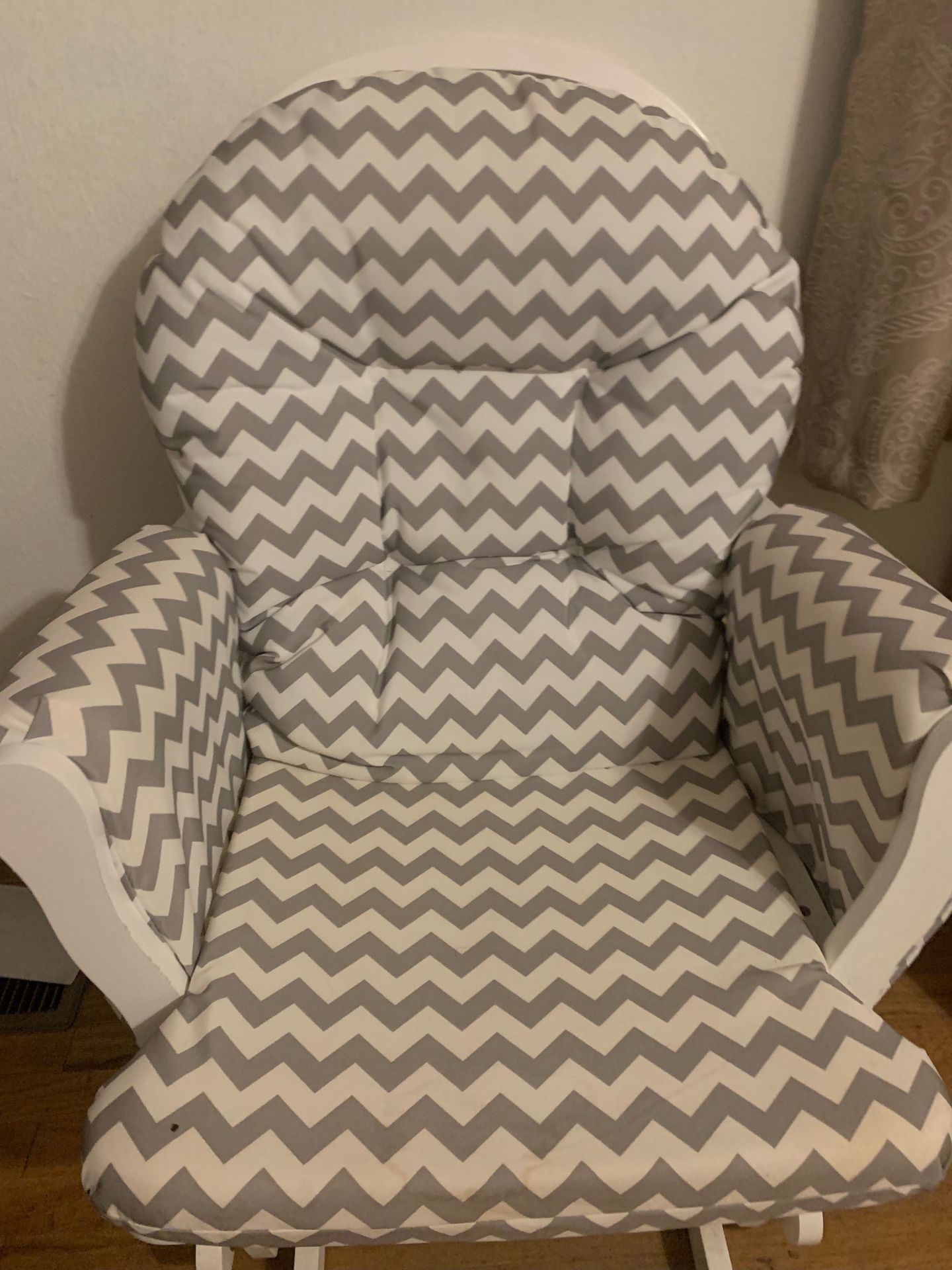 Nursery Glider with Ottoman, Upholstered Comfort Glider Rocker with Padded Cushion, Storage Pocket, Solid Wood Base, Rocking Chair