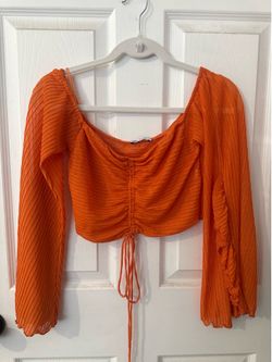 Zara orange pleated top