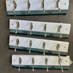 Liberty 18 in. White and Satin Nickel Heavy Duty Hook Rack