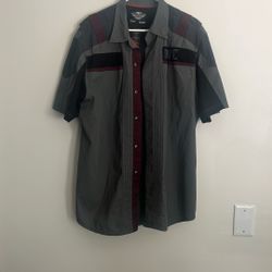 Harley Davidson, Gray Maroon Black Shirt X Large