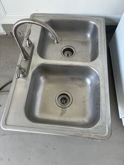 Stainless Steel Double Basin Kitchen Sink with Faucet