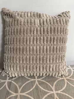 Beige Textured Throw Pillow