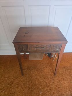 Vintage Wood Sewing Machine Cabinet Table