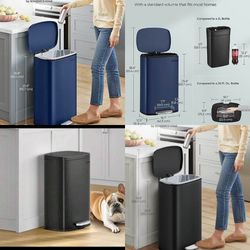 13 Gallon (50 L) Trash Can, Stainless Steel Kitchen Garbage Can, Recycling or Waste Bin, Soft Close,
