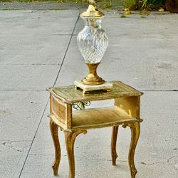 Vintage Hollywood Regency side table with storage shave