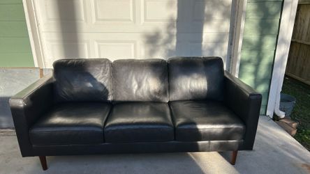 Dark Gray Leather Sofa