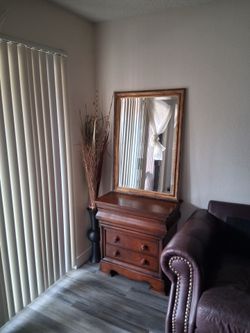 Wood Chest of Drawers with Mirror