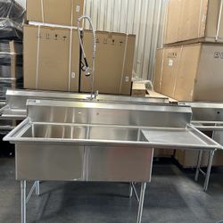 New Stainless Steel Commercial compartment sinks For Restaurants And Warehouses 