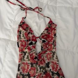 Red floral dress