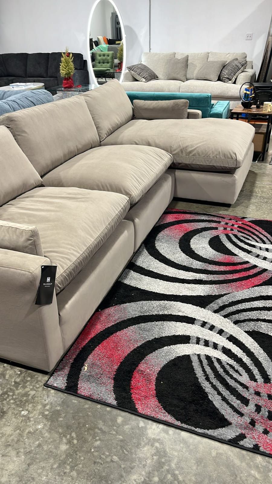 Elyza Linen Sectional $10 Down Payment And Financing Available