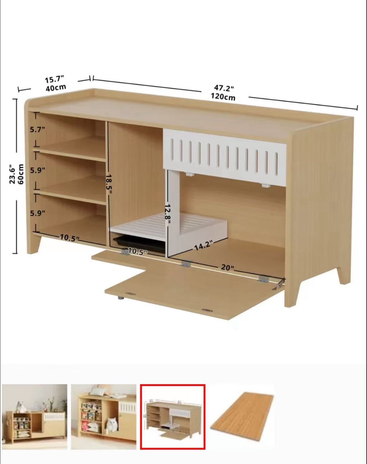 Cat litter box enclosure cabinet