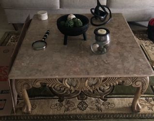 2pc marble top coffee table and sofa table