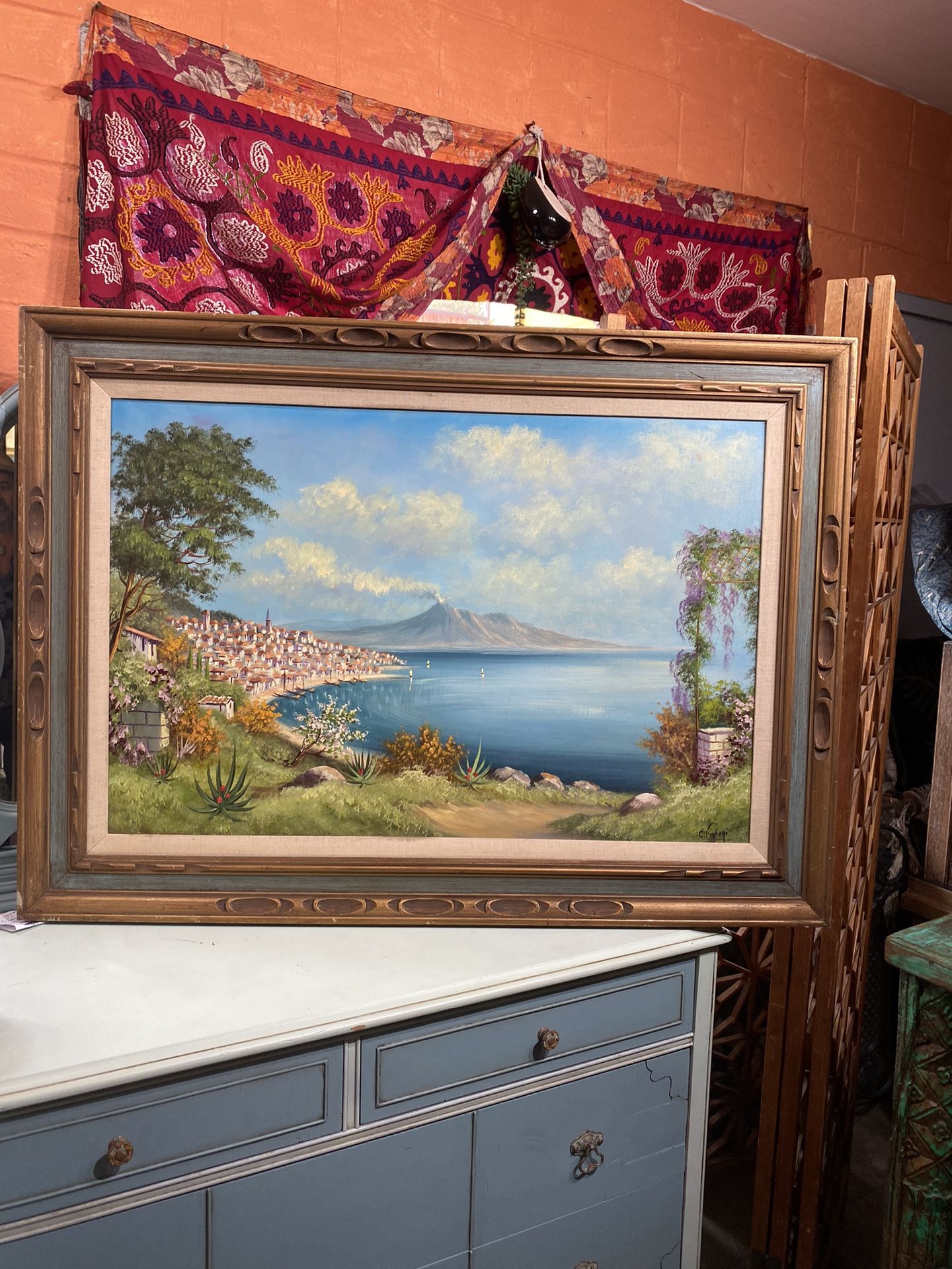 Beautiful scenery Italy, oil on canvas signed by the artist