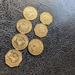 1852 "California Gold" Fractional Token 1/2 Dollar 50 Cent Bear Appears Unc.