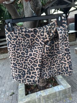 Zara Leopard-Print Mini Skirt in Tan and Black Size XS