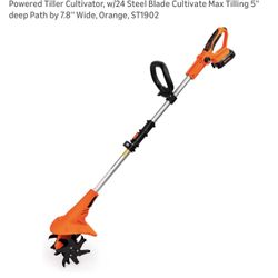 Ukoke Cordless Tiller Cultivator 20V 2.5 A Battery 280 max RPM Powered Tiller Cultivator, w/24 Steel Blade Cultivate Max Tilling 5'' deep Path by 7.8'