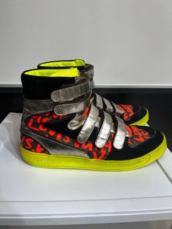 LOUIS VUITTON Stephen Spouse Graffiti Orange High-Top Sneakers US size 10