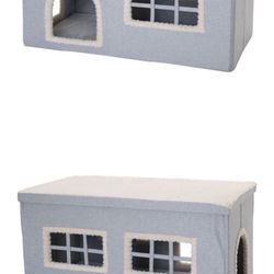 Tokihut Cat Pet House Carpeted Cottage Hideout 