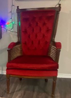 antique red velvet chair