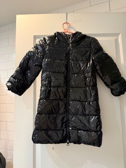Black Glossy Long Puffer Coat with Hood