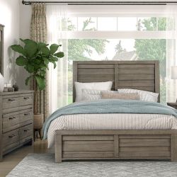 Rustic Styling Gray 4Pcs Queen Bedroom Set (Mattress Not Included)