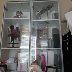 2 Sets Of Cabinets With Glass Doors And 2 Sets Of Lack Shelves 