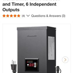 Low Voltage 600-Watt Metal Landscape Lighting Transformer with Photocell and Timer, 6 Independent Outputs