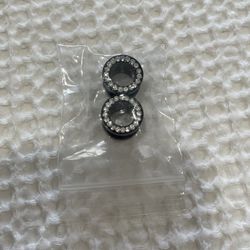 2pcs Black 0 Gauges Diamond Steel Screw  Ear Piercing Jewelry