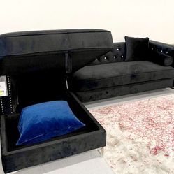 🔥 Brand New 🔥Sectional with Storage-Black 👍In Stock💧Starting at $157/mo