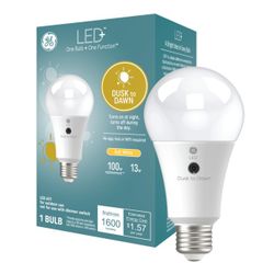 GE LED+ Dusk to Dawn Light Bulb Outdoor Security Light Daylight 100 Watt Replacement Medium Base No Scheduling Required (1 Pack)