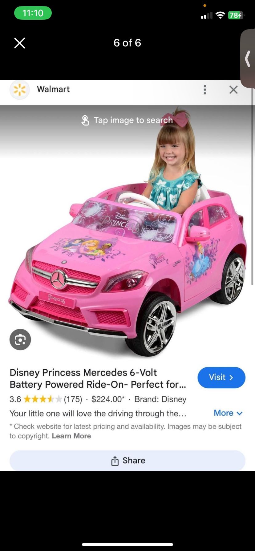 Mercedes Disney Princess Battery Car
