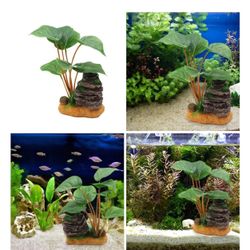 Artificial Anubias Leaf Ornaments Durability Realistic Natural Plant Decoration for Home Or Office Environment
