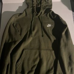 Mens (Medium) Nike Club Pullover Hoodie Olive/White